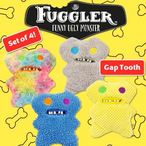 Set Of 4 NEW 2025 FUGGLER Dog Toy Gap Tooth Squeaky Monster, 8.5&quot; - Brand New!
