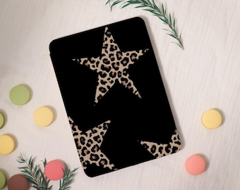 Leopard Print Stern Kindle Hülle, PaperWhite 6.8 '' 5/7/8/10th Cover, klare Rückseite, Colorsoft KPW6 Gen11 2019/2024, personalisiertes Geschenk für Sie
