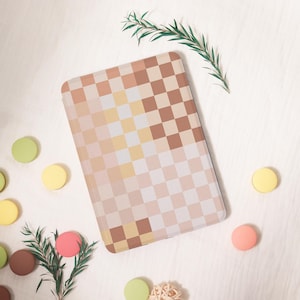 Neutral Checkered Kindle Case,PaperWhite 6.8&#39;&#39; 5/7/8/10th Cover,Clear Back Sleeve,Colorsoft KPW6 Gen11 2019/2024 Personalized Gift for Her