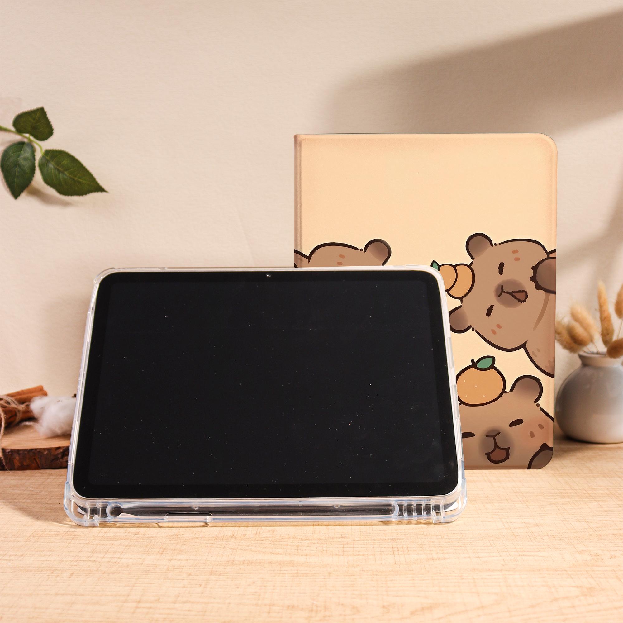 Cute Capybara iPad Case With Pencil Holder for iPad 11/10/9/8 Gen