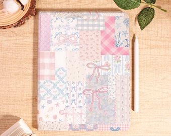 Pink Cute Bow Collage iPad Case with Pencil Holder for iPad 11/10/9/8 Gen 2025 Air 7/6/5 13" 11" 10.9" iPad Pro 12.9 Inch Custom Name iPad