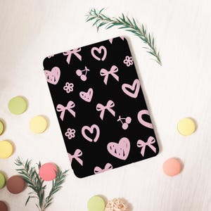 Heart Bow Cherry Kindle Case,PaperWhite 6.8&#39;&#39; 5/7/8/10th Cover,Clear Back Sleeve,Colorsoft KPW6 Gen11 2019/2024 Personalized Gift for Her