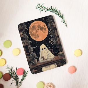 Ghost Read Moonlight Kindle Case,PaperWhite 6.8&#39;&#39; 5/7/8/10th Cover,Clear Back Sleeve,Colorsoft KPW6 Gen11 2025 Personalized Gift for Her