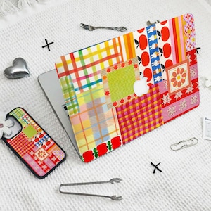 Färgglatt lapptäcke MacBook-skal Air 15 Laptopfodral för Mac Pro 14 15 16 2020-2024/Telefonskal för iPhone 16 13 12 Pro Max/Plus Mammapresent