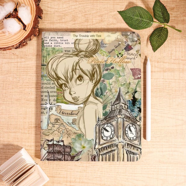 Retro Cartoon Girl iPad Case with Pencil Holder for iPad 11/10/9/8 Gen 2025 Air 7/6/5 13" 11" 10.9" iPad Pro 12.9 Custom Name iPad Mini 6/7