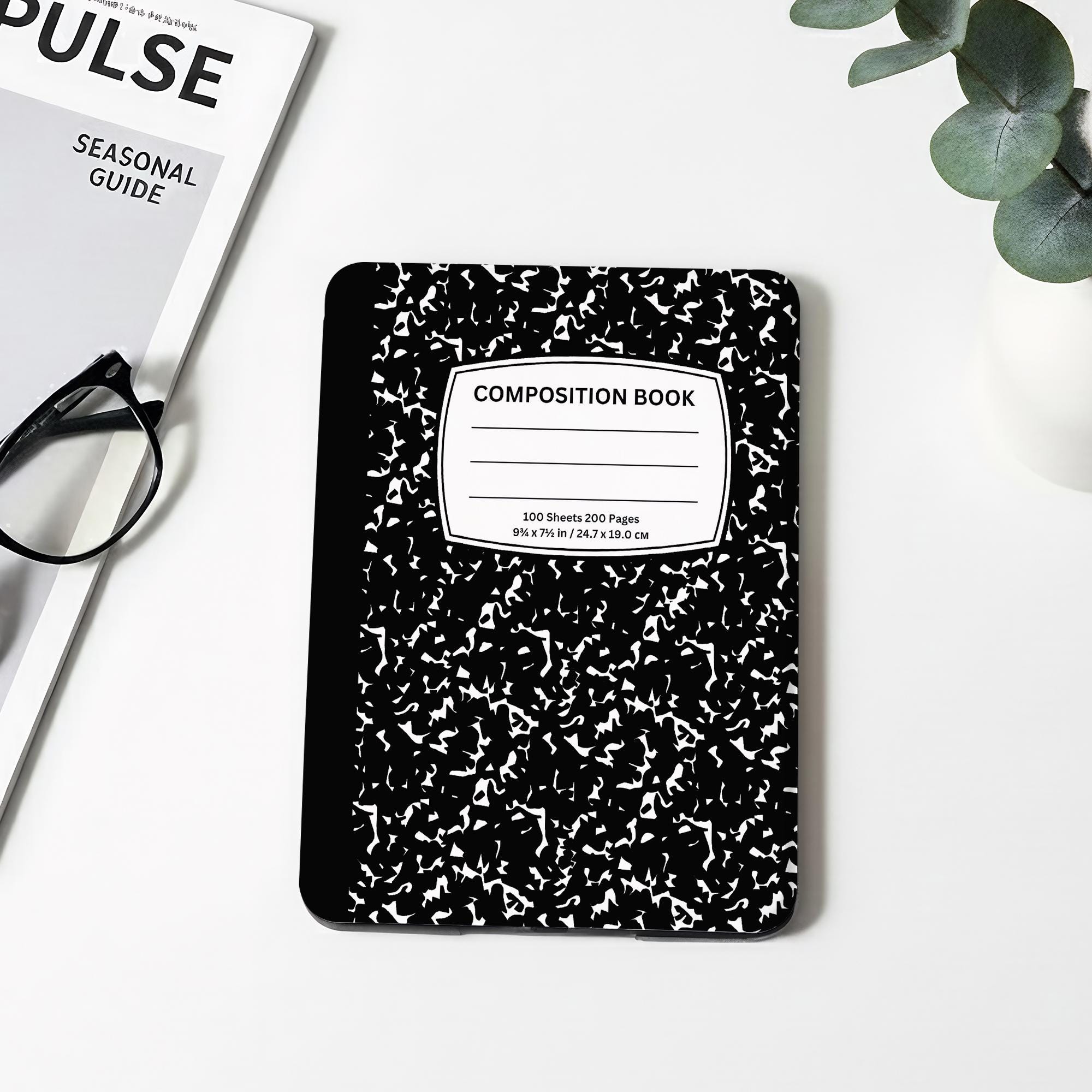 Composition Book Kindle Case,Kobo Cover,PaperWhite 6.8'' 7/8/10th Cover,Clear Back Sleeve,Colorsoft KPW6 Gen11 2019/2024,Gift for Her