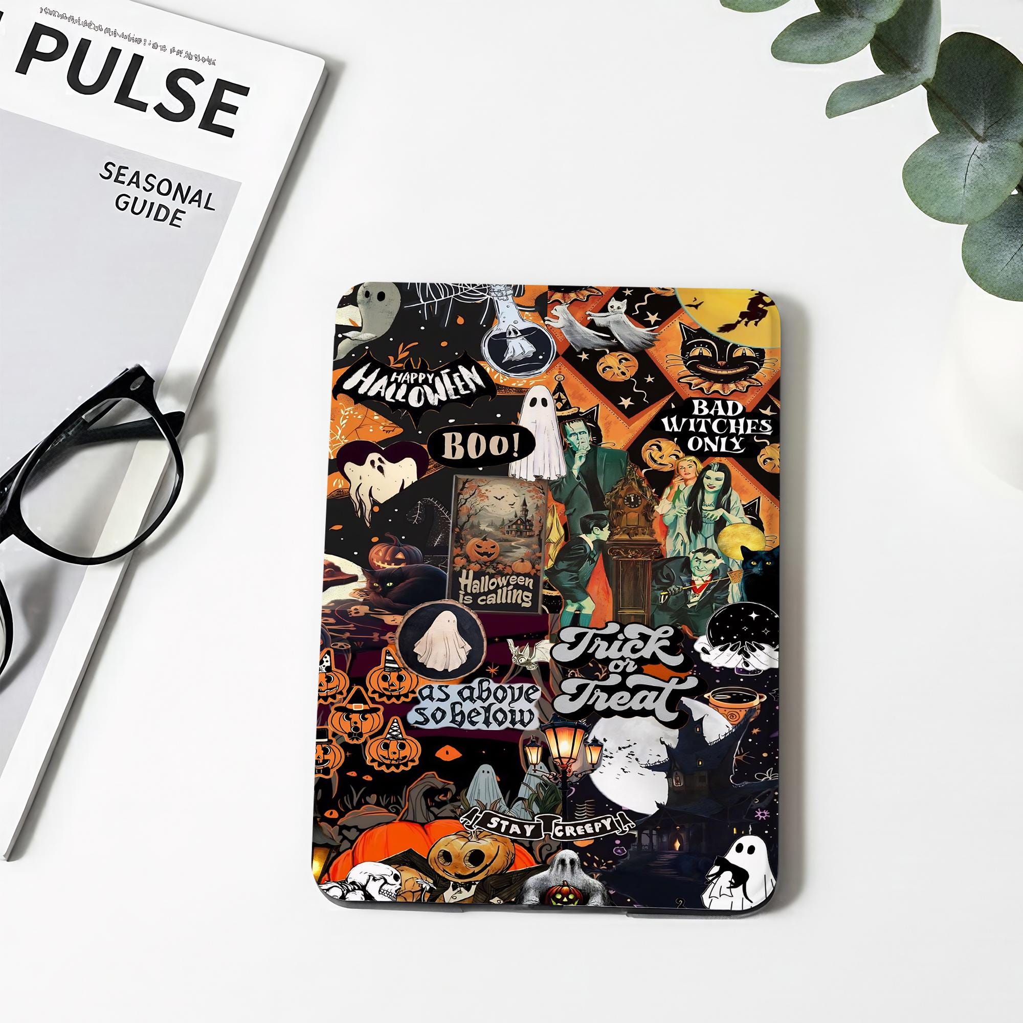 Spooky Halloween Kindle & Kobo Case, Witch Ghost Pumpkin Collage E-Reader Cover, Retro Gothic Bookish Gift, Fall Reading Accessory Gift