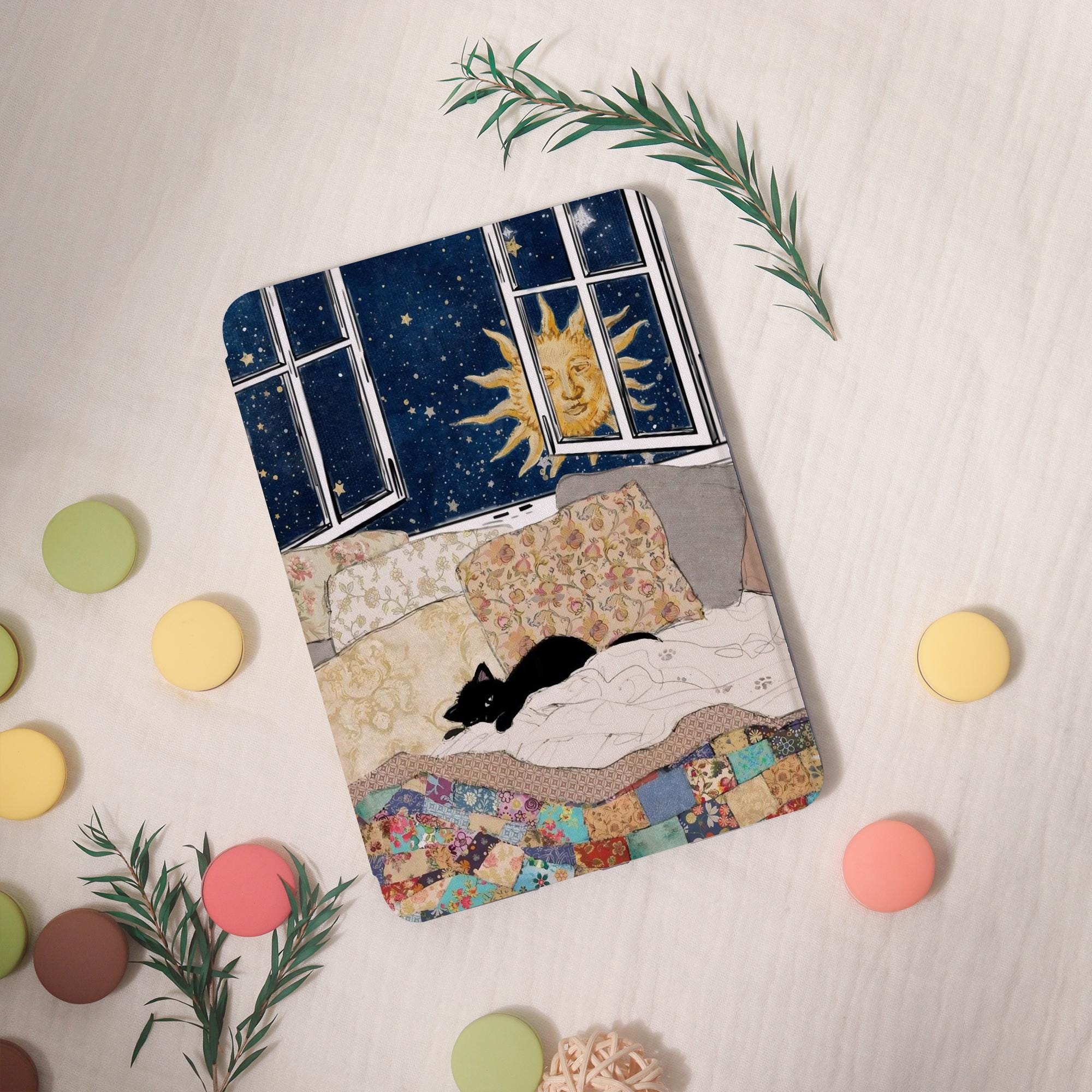Boho Style Cat Kindle Case,PaperWhite 6.8'' 5/7/8/10th Cover,Clear Back Sleeve,Colorsoft KPW6 Gen11 2019/2024,Personalized Gift for Her