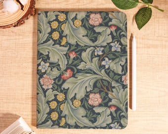 Retro Floral iPad Case with Pencil Holder for iPad 11/10/9/8 Gen 2025 Air 7/6/5 13" 11" 10.9" iPad Pro 12.9 Inch Custom Name iPad Mini 6/7