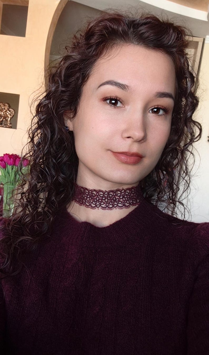 Burgundy Tatting Lace Choker: Handmade Frivolité Necklace, Elegant Lace Jewelry image 11