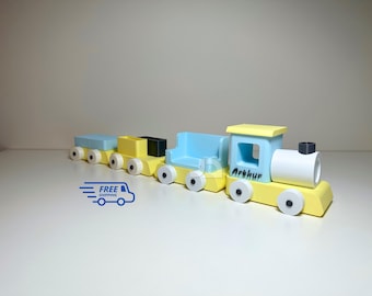Yoto Mini Train Organizer – Yoto Accessory with Card Holder & Docking Stand – Gift for Kids – Yoto Player Shelf with Name