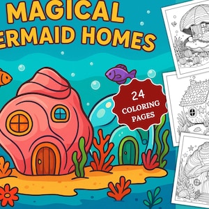 Underwater Houses Coloring Pages | Ocean Coloring Sheets | Under the Sea Coloring Book for Kids & Adults | Instant Download | Printable PDF