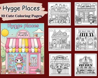 Hygge Places Coloring Pages, Kids and Adults, Cozy Scenes (Digital Download)