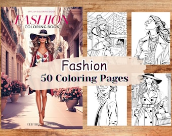 Adult coloring pages,Fashion coloring Book, Fashion coloring pages for adults, Coloring book for adults, Instant download, stress relief
