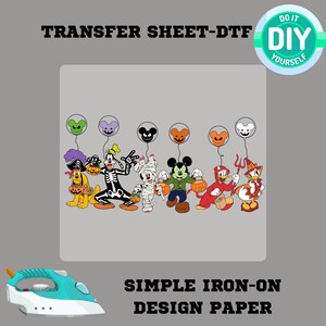 an iron - on design paper with a picture of a group of cartoon characters