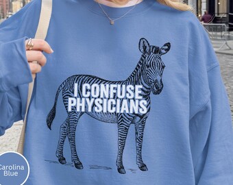 Sudadera con una divertida cebra de enfermedades raras, merchandising de Spoonie, suéter con enfermedades crónicas, día de la bengala, camiseta médica misteriosa para mujer.
