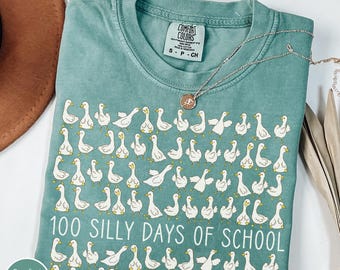 Silly 100 Days of School Goose Comfort Colors Shirt, 100 Days Tshirt, 100 Day, 100 Days of School Girl Boy 100th Day, Preschool Kindergarten