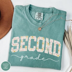 Comfort Colors® Second Grade Teacher Shirt, Floral 2nd Grade Teacher Shirt, Flower 2nd Grade T-Shirt, Elementary School TShirt, Teaching Tee
