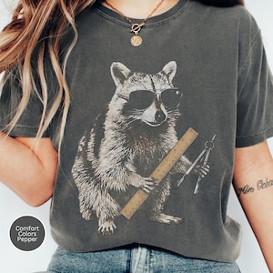 Lustiges Mathe-Lehrer-Shirt, Waschbär-Algebra-Geometrie Calculus-Komfortfarben-T-Shirt, High School Mathe unterrichten Humor, Mathe-Team-Shirts
