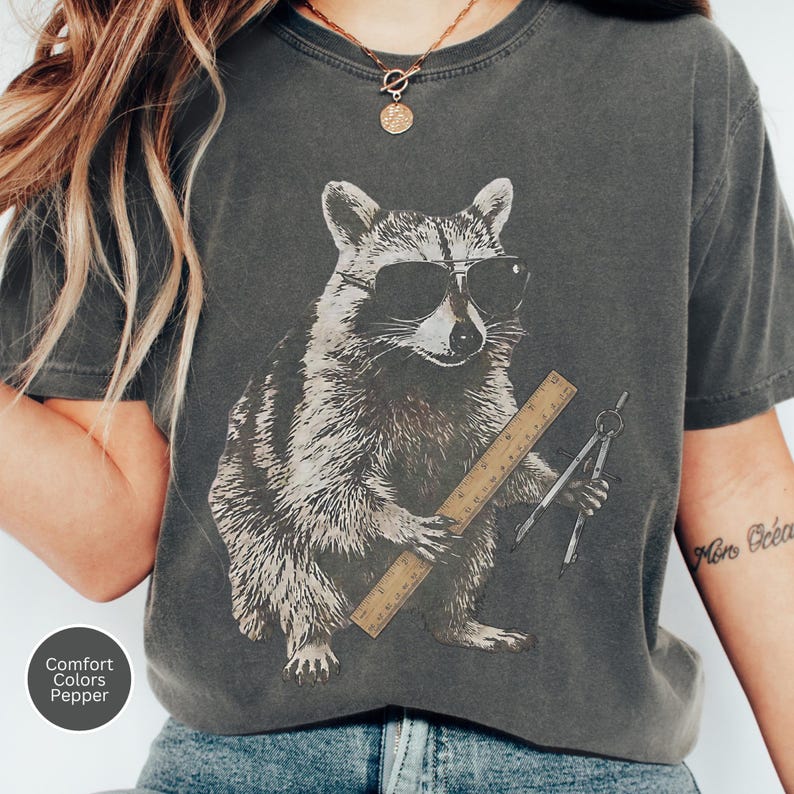 Funny Math Teacher Shirt, Raccoon Algebra Geometry Calculus Comfort Colors Tshirt, High School Math Teach Humor, Math Team Shirts Pepper