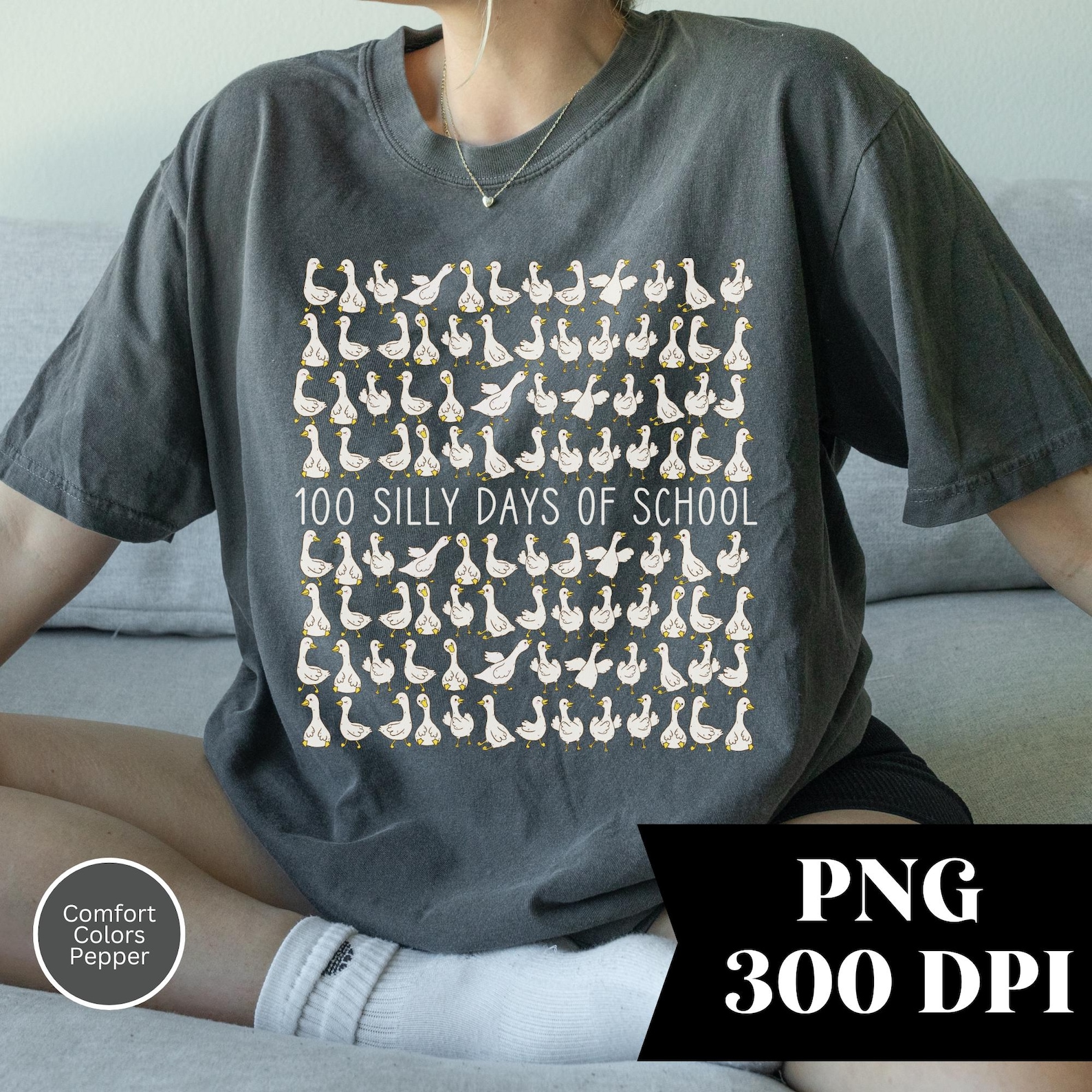 Silly Goose 100 Days of School PNG 300 DPI - Etsy