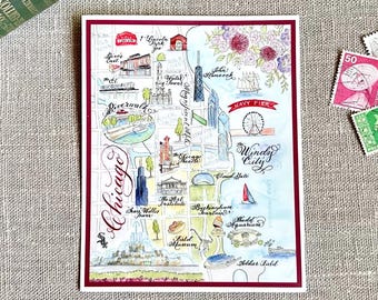 Chicago, Illinois City Map Stickers - Waterproof - Medium and Large
