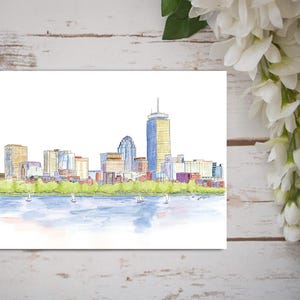 Boston Skyline Card - Cartão Único, Conjunto de 4, Caixa de Luxo Conjunto de 10