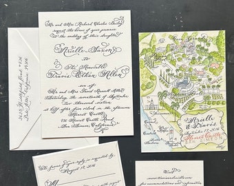 Letterpress Wedding Invitation // hand calligraphy  on duplex cotton cardstock, basic, Love no. 236