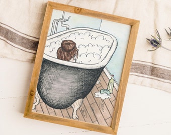 Farmhouse Bubble Bath Print - Watercolor Fine Art Print in multiple sizes