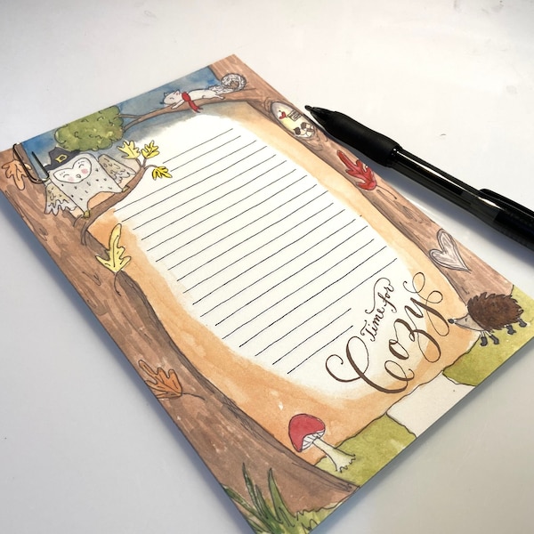 Fall Woodland Notepad Note sheets - 8pack with paperclip