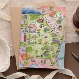 Aquarell Georgia Map Card - Einzelkarte, 4er-Set und 10er Luxus-Box-Set