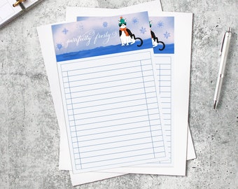 Winter Cats Notepad Note sheets - 8pack with paperclip or 53 ct pad