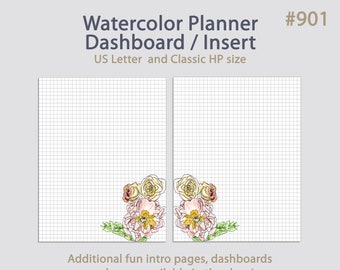 Magnolia Planner Insert Dashboard Intro Page - US Letter and Classic HP size digital pdfs - Handpainted Watercolor