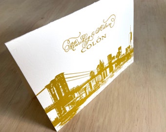 Calligraphy New York City Letterpress  Thank You Card Set of 50