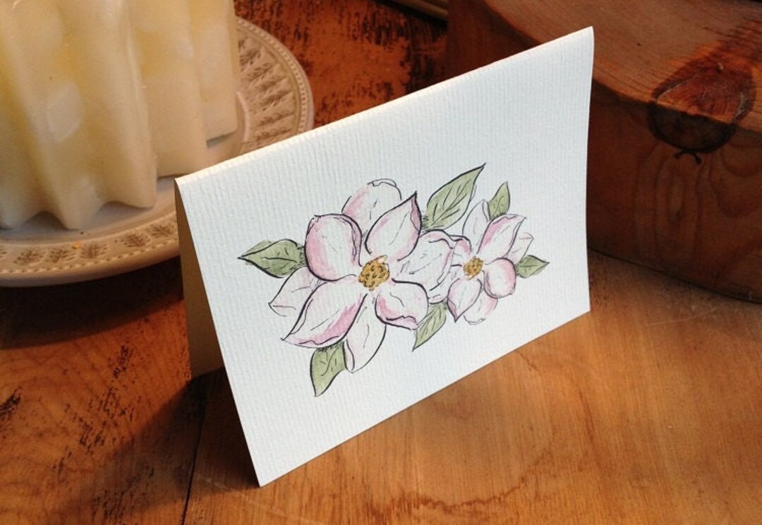 Watercolor Blank Magnolia Flower Card -- Single Card, Set of 4 or 10 - Etsy