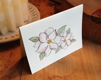 Watercolor Blank Magnolia Flower Card -- Single Card, Set of 4, and Luxury Box Set of 10