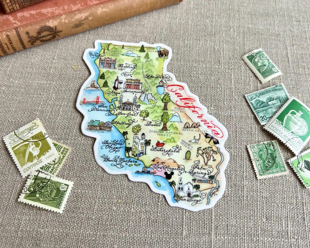 California State Map Sticker - Waterproof - Etsy