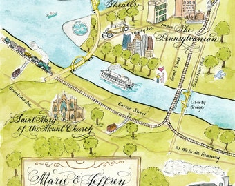 Pittsburg, Pennsylvania Custom Wedding Map by Robyn Love