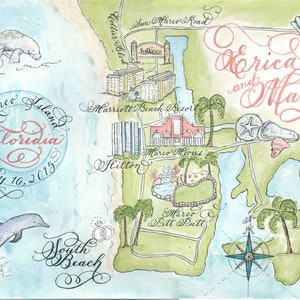 Marco Island, Florida individuelle Aquarell Hochzeitskarte von Robyn Love