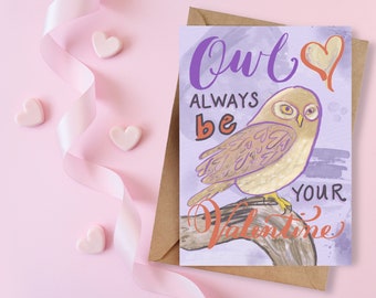 Hibou toujours être votre carte de Saint Valentin numérique Valentine