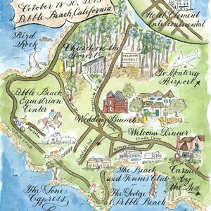 California Watercolor Wedding Map, Save the Date, Anniversary Gift image 9