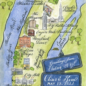 Aquarel trouwkaart New York City DIY, thuis afdrukken of afdrukken bestellen