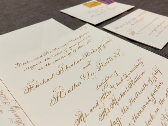 Handwritten Calligraphy Wedding Invitations With Raised - Etsy