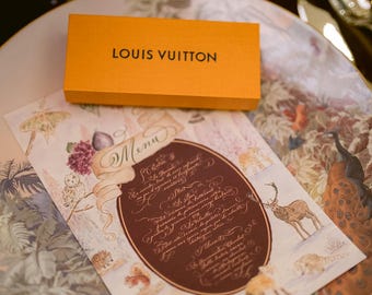 Wedding Custom Hand Calligraphy Watercolor Menus with Full Winter Woodland Illustration - Luxury Wedding Menu