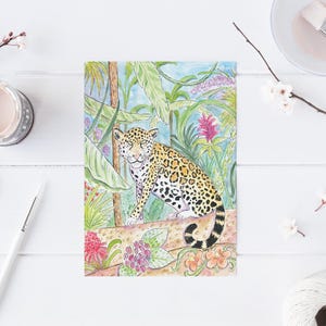 Jaguar en la jungla: tarjeta individual, juego de 4 y caja de lujo con 10