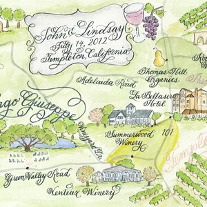 Santa Barbara, California Watercolor Wedding Map DIY, print at home or order prints image 4