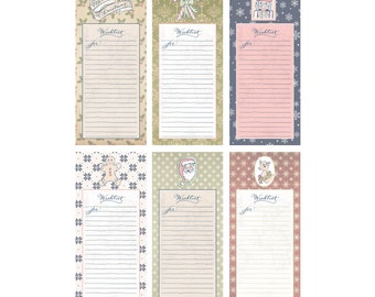 Christmas Wishlist Cards - 6 piece set Calligraphy and Watercolor on Luxury Cotton Cardstock