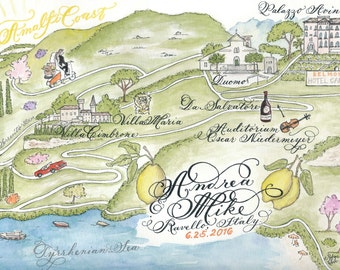 Wedding Map, Hand-painted Watercolor by Robyn Love