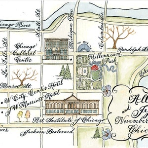 Carte de mariage personnalisée Chicago par Robyn Love, style Aquarelle partielle