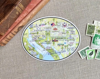 Washington DC Map Sticker - Waterproof - USA gift